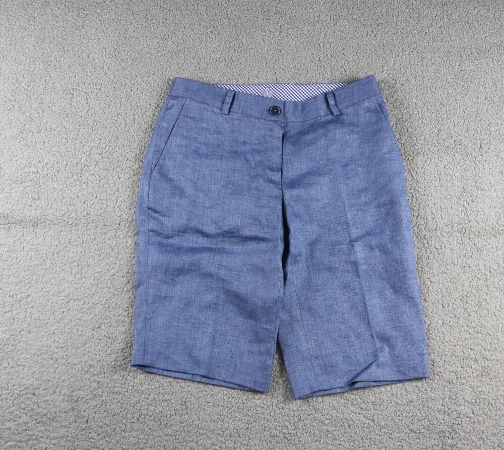 New Brooks Brothers Shorts Womens 0 Blue Linen Chambray Bermuda